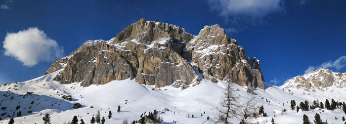 Panoramic view of snowcapped mountains against sky