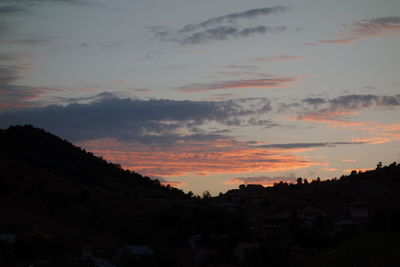 Silhouette landscape against dramatic sky