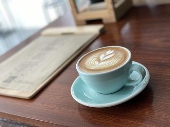 Coffee cup on table