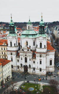 High angle view of buildings in city