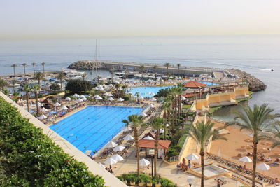 High angle view of swimming pool