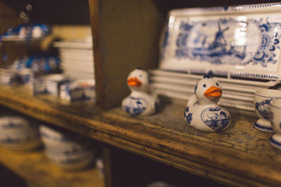 Close-up of toys on table