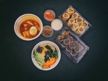 Directly above shot of food on table