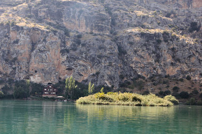 Scenic view of lake against mountain