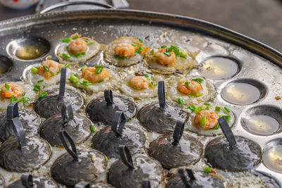 High angle view of food in plate