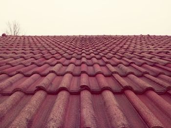 Low angle view of house roof against clear sky