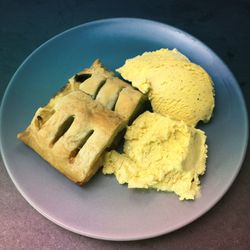 High angle view of bread in plate