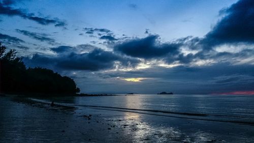 Scenic view of sea at sunset