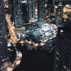 Illuminated cityscape at night