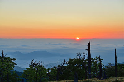 Scenic view of silhouette landscape against sky during sunset