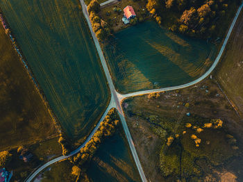 High angle view of road on landscape