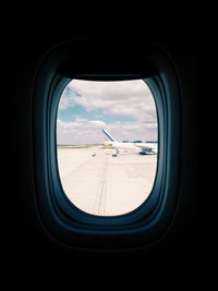 Landscape seen through airplane window