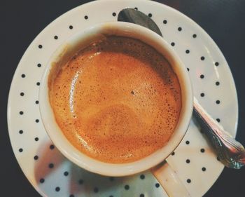 High angle view of coffee on table