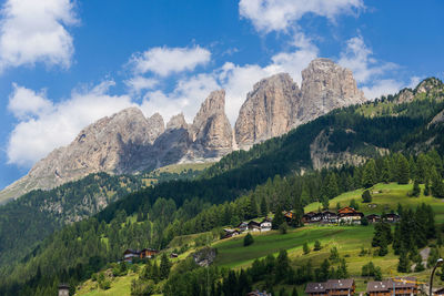 Scenic view of mountains against cloudy sky