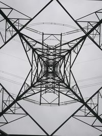 Low angle view of electricity pylon against sky