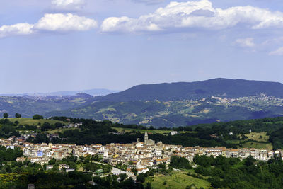 High angle view of townscape against sky