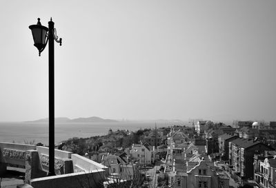 View of cityscape against clear sky