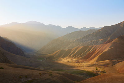 Scenic view of mountains against clear sky