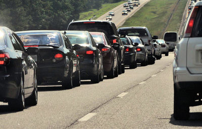 Cars moving on road