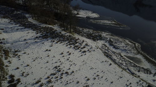 High angle view of beach during winter