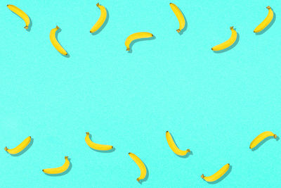 Multi colored candies against blue background