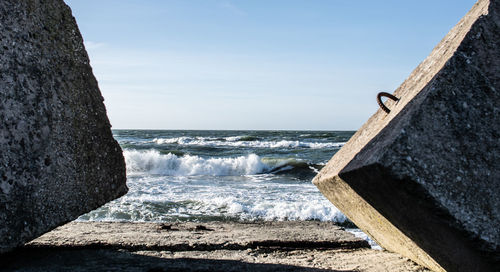 Scenic view of sea against clear sky