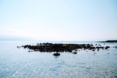 Scenic view of sea against clear sky