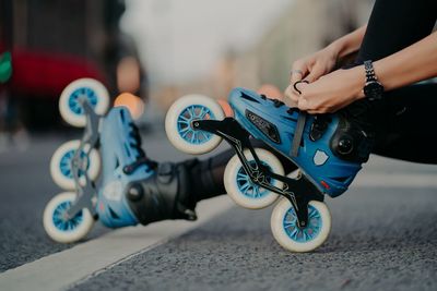 Man riding bicycle on street