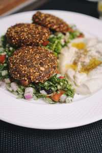 Close-up of food in plate on table