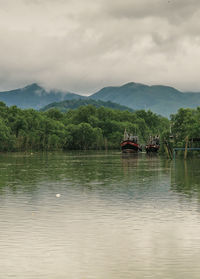 Scenic view of lake against sky