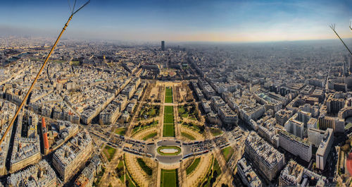 High angle view of city against sky