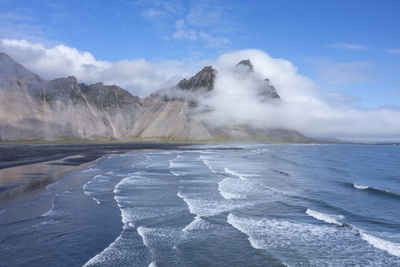 Iceland,austurland,scenic view of stokksnes headland and vestrahorn mountain