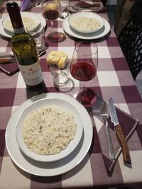 High angle view of food on table