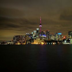 Illuminated cityscape at night