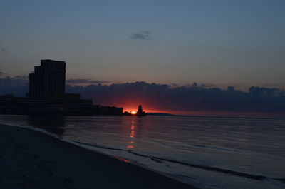 Scenic view of sea against sky at sunset