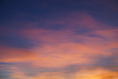 Low angle view of cloudy sky at sunset