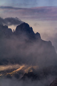 Scenic view of mountains against cloudy sky