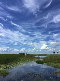 Scenic view of landscape against cloudy sky