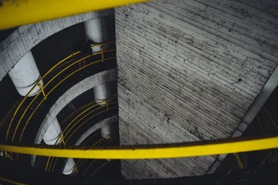 High angle view of man standing in corridor