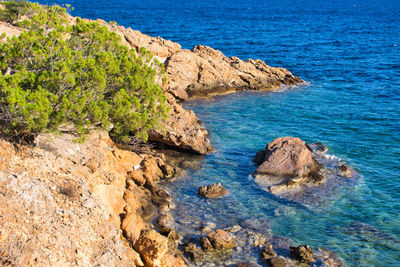 Rock formation on sea shore