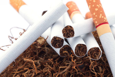 High angle view of cigarette in container