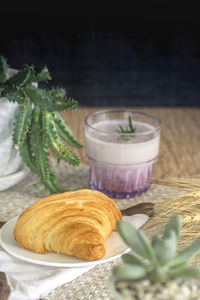 Close-up of breakfast served on table