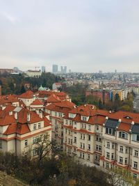 High angle view of townscape against sky