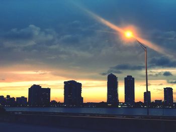 Silhouette buildings against sky during sunset