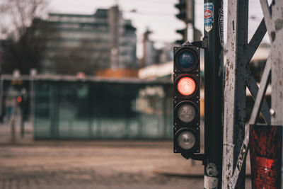 Close-up of illuminated road signal