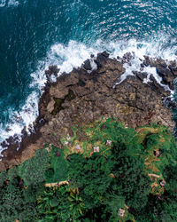 High angle view of rocky beach