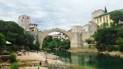 Mostar old bridge and river neretva 