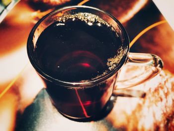 Close-up of tea cup on table