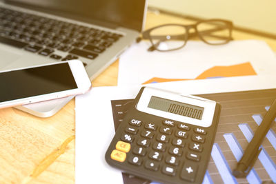 Close-up of laptop on table