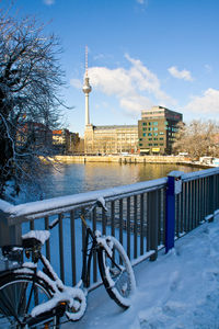 View of canal with buildings in background